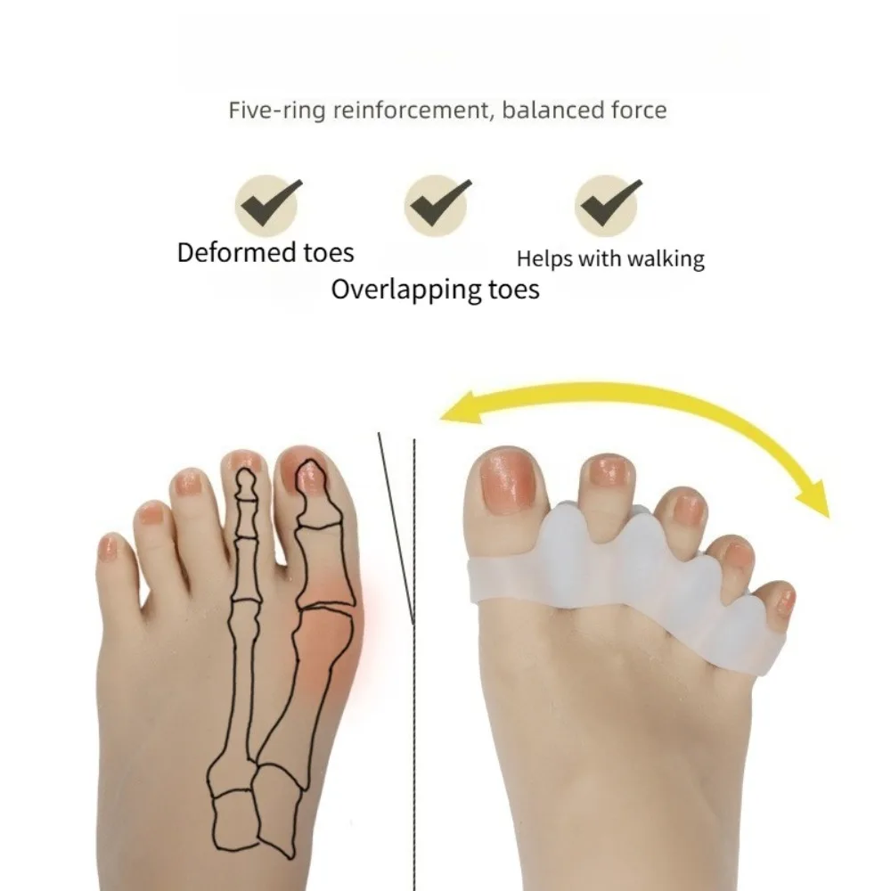 Separador protector de dedos de los pies, Material Corrector de juanete adecuado, alisador de Gel suave, espaciadores, herramienta de cuidado, pequeño, fácil de llevar, 2 uds. = 1 par