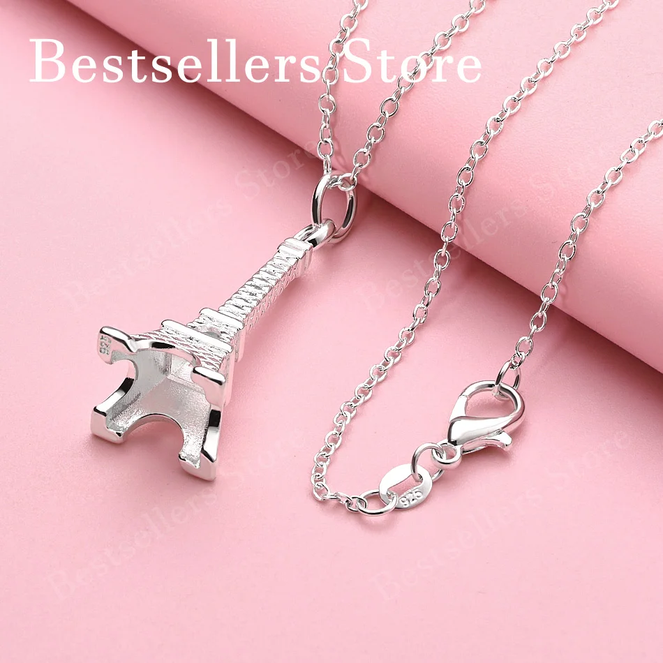 

Изысканное колье-подвеска в виде Эйфелевой башни из стерлингового серебра 925 пробы, длина 16-30 дюймов, для женских свадебных аксессуаров, модные ювелирные изделия, подарки