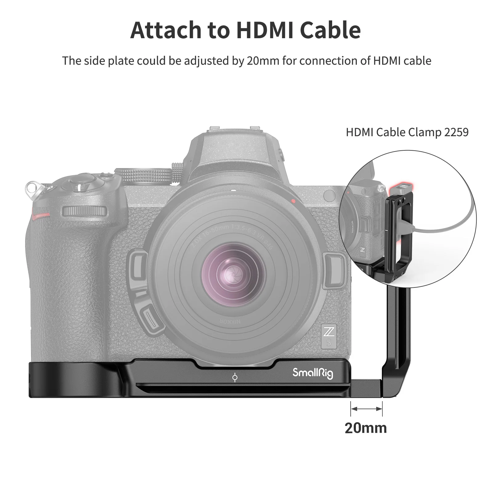 SmallRig กล้อง L-Bracket สำหรับ Nikon Z5/Z6/Z7กล้อง Arca แผ่นฐานแผ่นด้านข้าง Quick release แผ่นยึดขาตั้งกล้อง2947