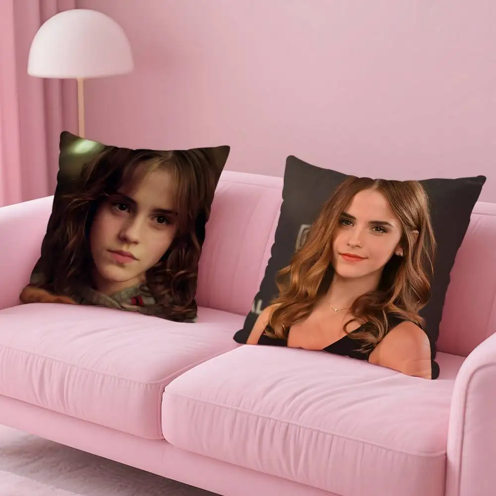 الممثل الساخن E-Emma Watson كيس وسادة مكافحة الغبار المخدة غير مرئية سستة حريري قصير أفخم غطاء وسادة أريكة