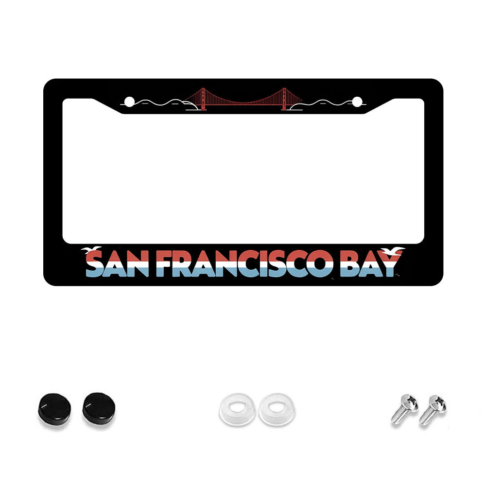 1 قطعة أسود أحمر أزرق سان فرانسيسكو خليج جسر نمط 2 حفرة إطار لوحة الترخيص مادة الألومنيوم 6x12 بوصة مع المسمار مجموعة Ret #1