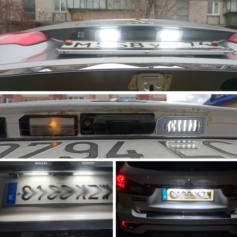 2Pcs Canbus LED License Plate Lights Rear Tag Number Lamp For Mitsubishi Outlander Sport ASX RVR 2011-2020 White Car Accessories