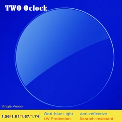 TWO Oclock 1.56 1.61 1.67 1.74 Index Clear Prescription Glasses Lens Minus Anti Blue Light Anti-reflective Coating Optical Lens