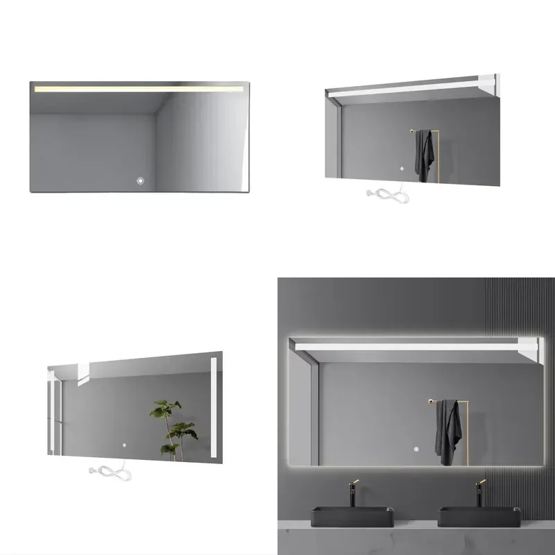 for LED Wall Mounted Smart Mirror with Touch Screen Anti Arched Design Silver Full Length Bathroom Vanity Lighting Fixture