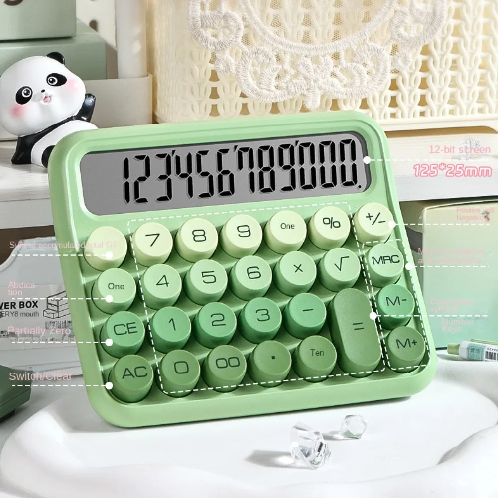 

Mechanical Buttons Retro Typewriter Calculator Large Screen Stationery Vintage Gradient Color Calculator Easy To Use 12 Digit