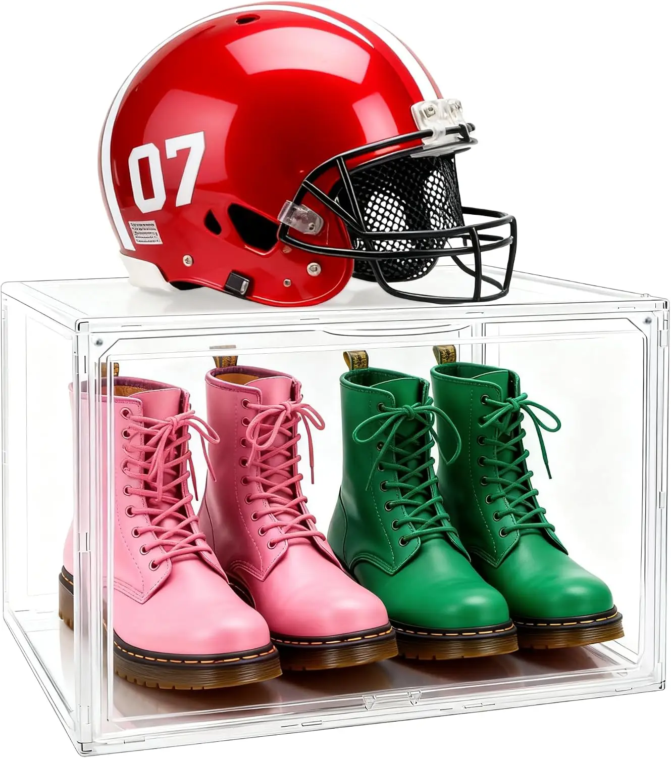 5 Pack XXX-Large Super Large Acrylic Display Case Figures Collectibles Helmet Showcase Boot & Shoe Boxes Clear Stackable Plastic