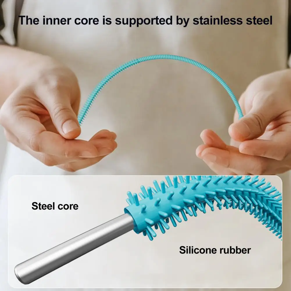 

Hanging Ring for Easy Drying Food-grade Silicone Straw Brush Set with Anti-slip Handle for Power 2pcs Milk Tea Stain for Gentle