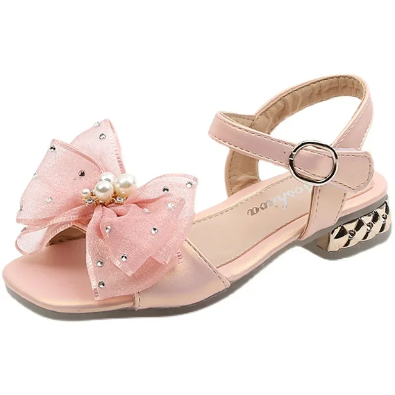 2024 Girl Sandals Princess Shoes Korean Soft Sole Baby Casual Shoe Bow Kid Shoe for Girl Fashion Women Sandal Sandalias De Mujer