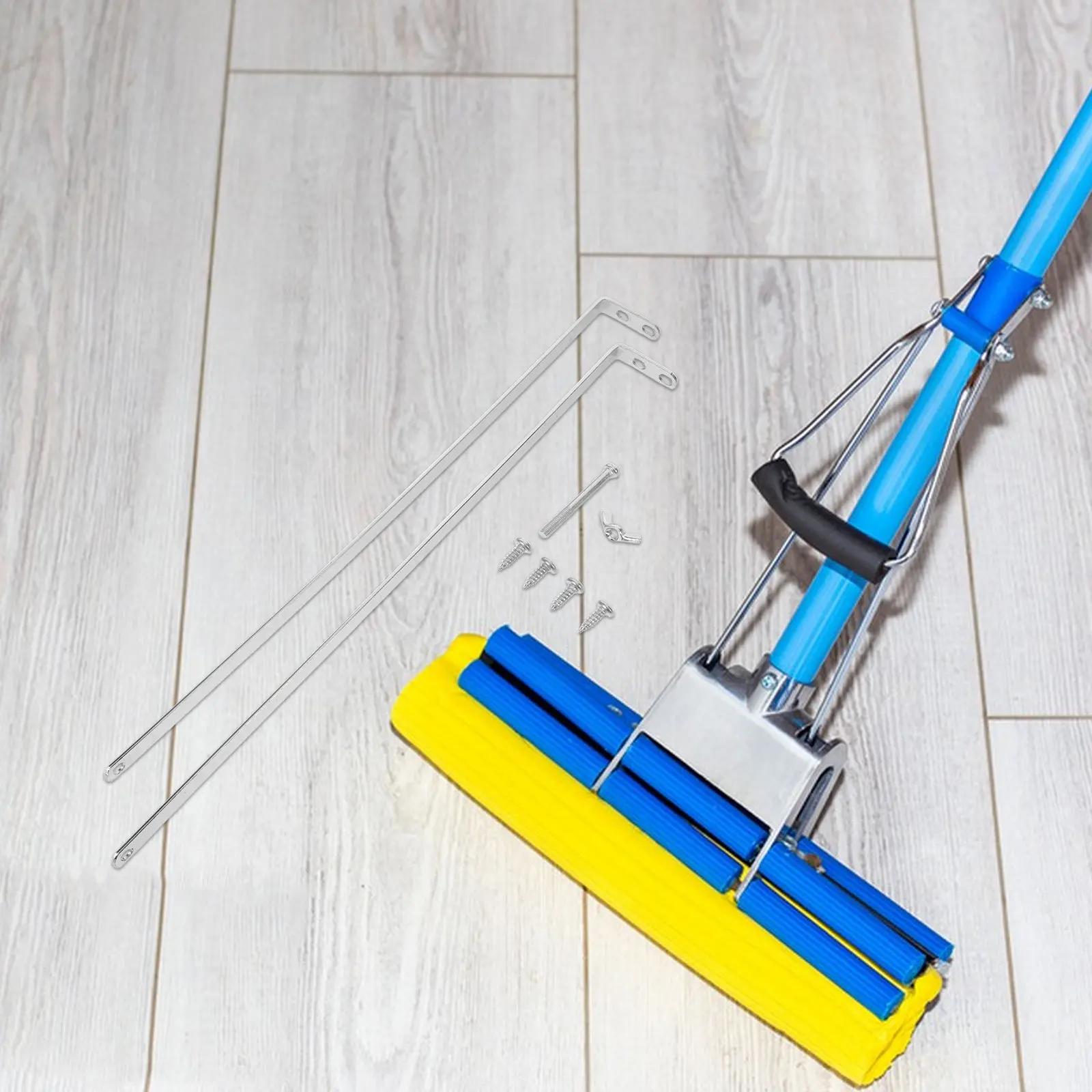 

Комплект для ремонта швабры: сменные детали, плоская ручка, тяга-штанга, совместимость с большинством марок, инструмент для уборки дома