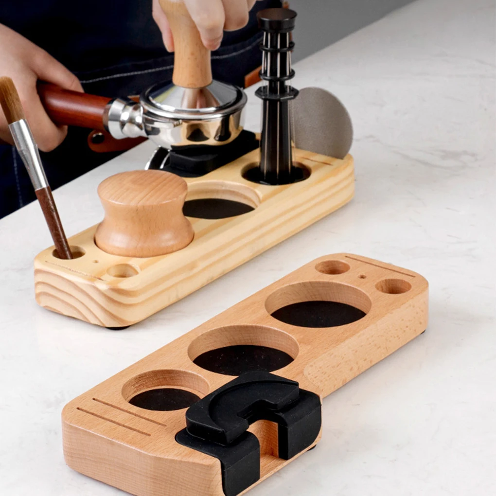 Universal Coffeeware Portafilter Tamper Stand Wooden Coffee Tamper Station Coffee Lever Tool Tamper Mat Coffee Tools Organizer