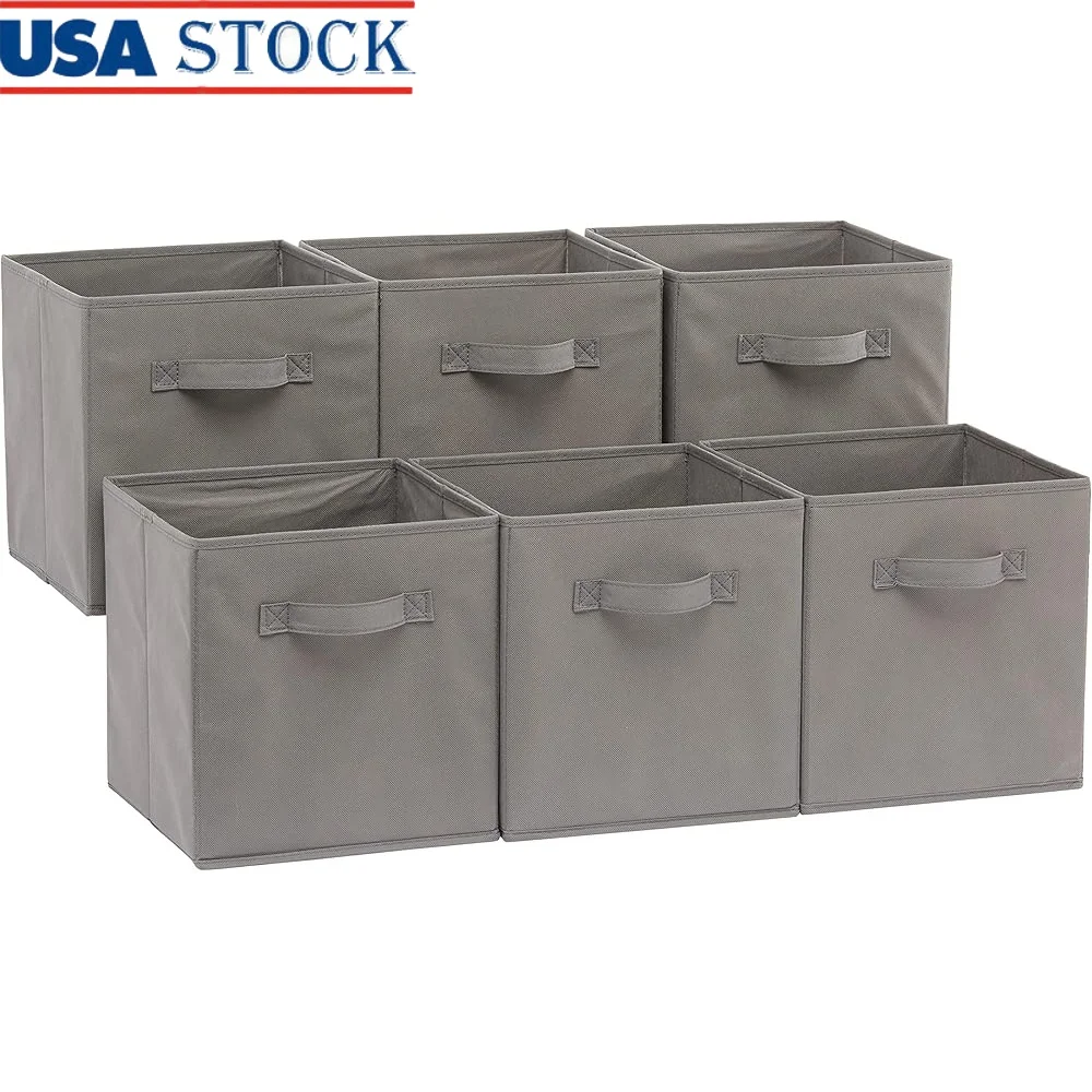 

Collapsible Fabric Storage Cubes Organizer Set of 6 Lightweight Bins with Handles Home Organization and Multifunctional Use