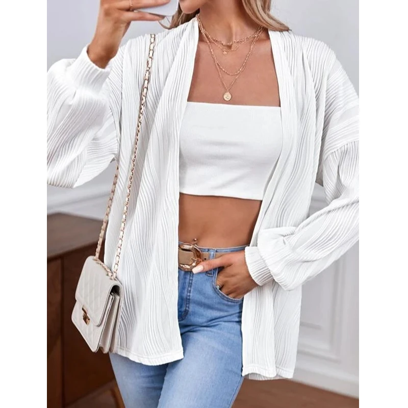 Women Clothes Trendy Casual Streetwear Oversized Cardigan Jackets Spring Autumn Female Solid Long Sleeve Tunic Outerwear Coats