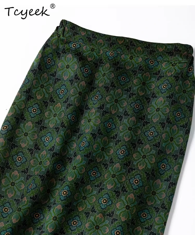 Tcyeek 100% Real Mulberry Silk Skirt Woman Clothes 2026 Fashion Summer Skirt Elegant Skirts for Women Vintage Style Юбка Женская