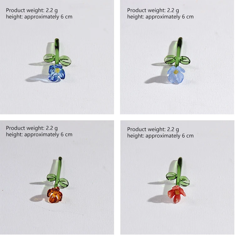 Handgefertigte Glas-Blumen, Glas-Simulationsstrauß, Frisches Blumenarrangement, Desktop-Dekoration mit Ewigen Blumen – Detail 10