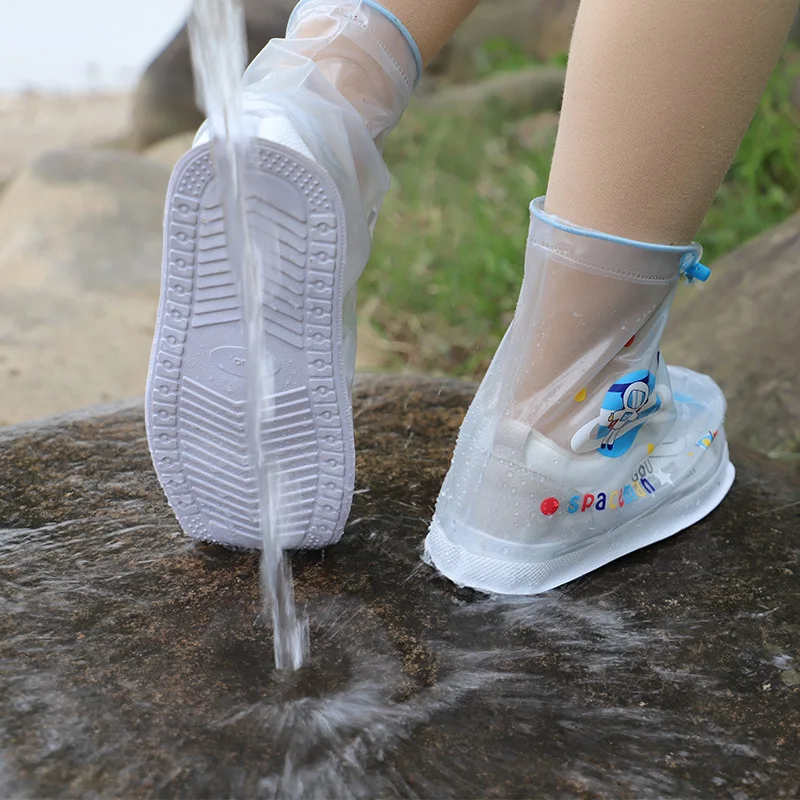 Boys Girls Shoes Covers For Rain Flats Ankle Boots Cover PVC Reusable Non-slip Cover For Shoes Children Waterproof Shoes