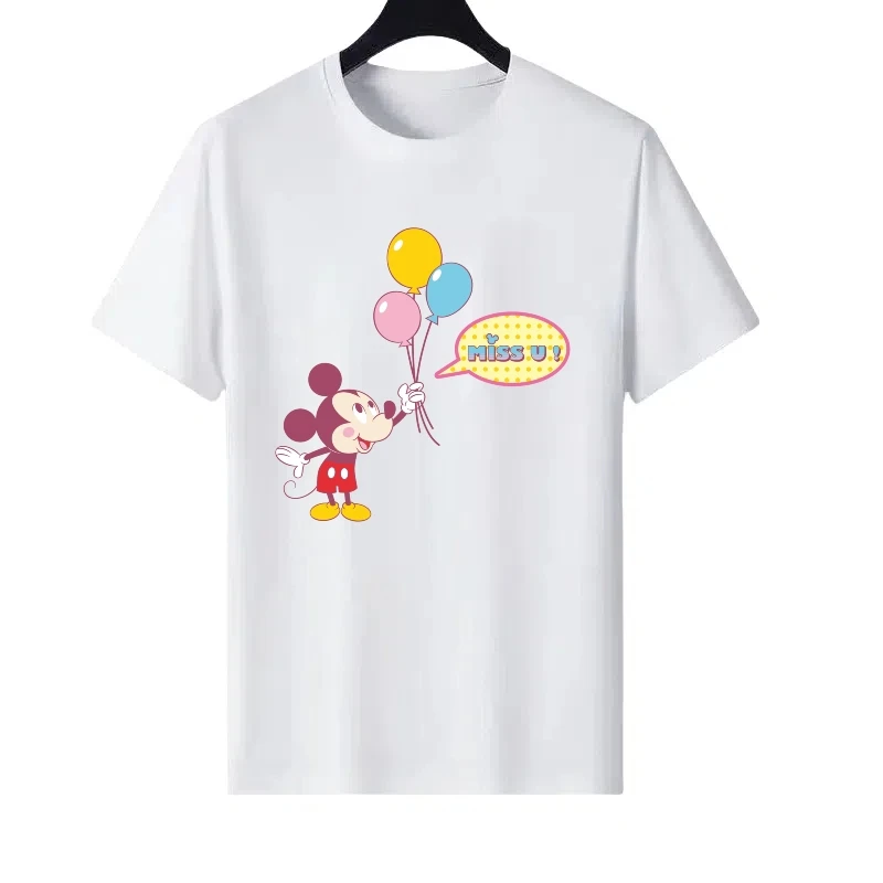 

Disney Mickey Mouse Pattern Cartoon Woman Loose Tops Parent-child Clothing Ladies Cheap Short Sleeves T-Shirt Men Sweatshirts