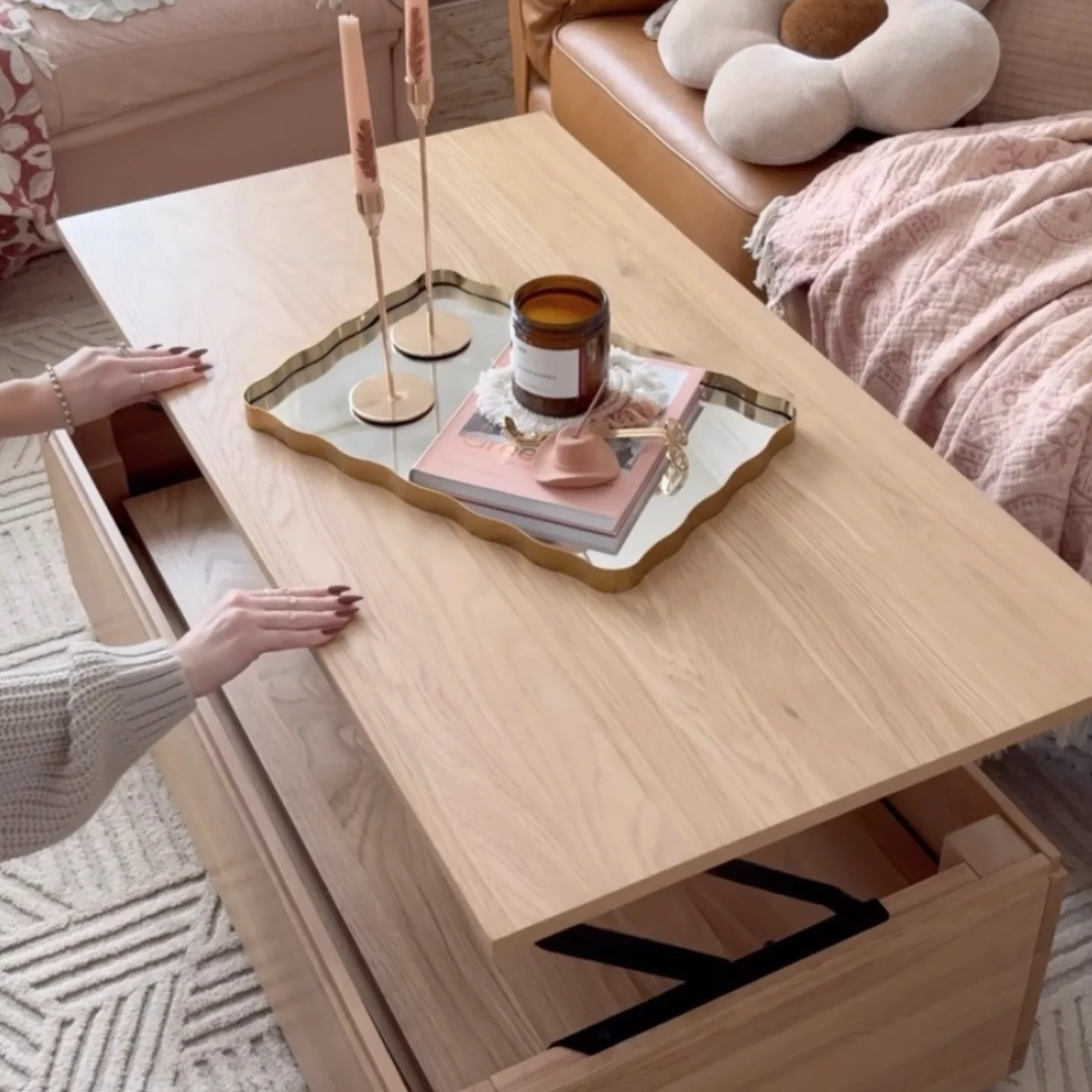 Top Coffee Table With Large Storage Space //2026 Factory Wholesale Price Custom Wood Living Room Table Expandable Lifting