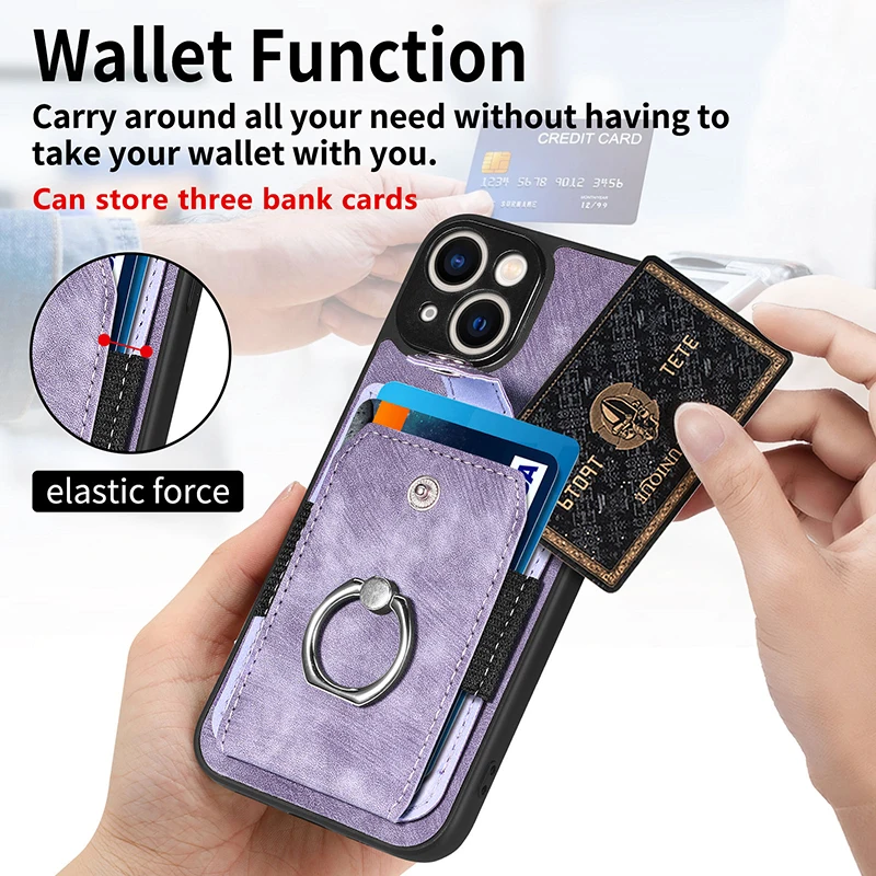 Card Slot Stand Wallet Case For Xiaomi POCO M5S M5 M4 Pro 5G M3 X4 Pro X3 GT F3 F4 Mi 12T 11T 13 12 11 Lite Back Cover With Ring