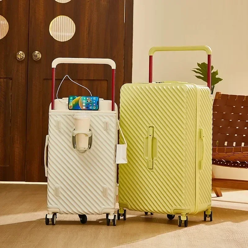 New Large Capacity Carry on Luggage Wide Handle Shell Suitcases with Five Spinner Wheels Rolling Thickening Travel Suitcase