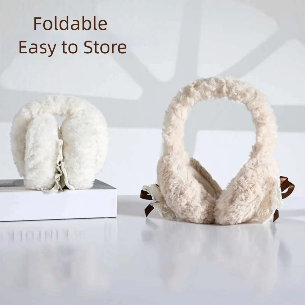 

Защита ушей с бантом, теплая складная складная ушанка, утолщенная однотонная накладка для ушей на открытом воздухе