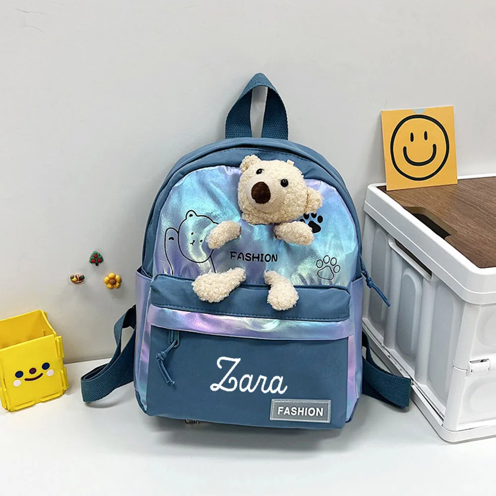 Personalized Custom 2024 New Kindergarten Children's School Bag Embroidered Lightweight Spinal Protection Cute Doll Bear Bag