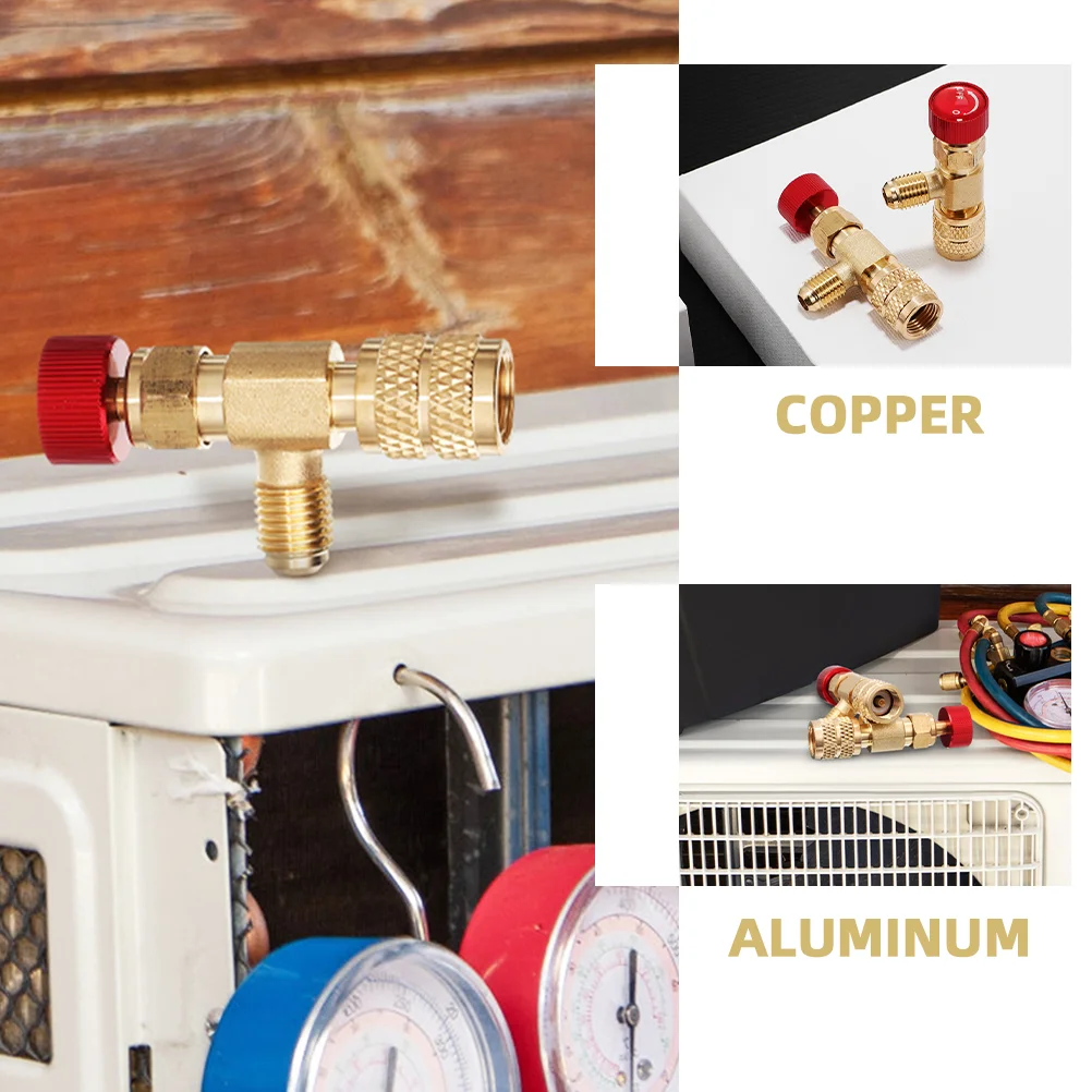 2 Pcs Air Conditioning Safety Valve R22 Refrigerant Adapter Refrigerator for Copper Conditioner Attachment