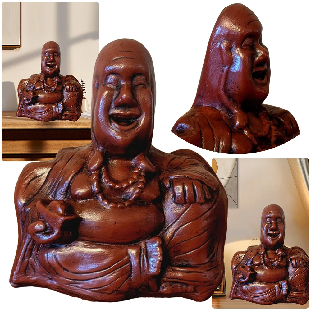 

Resin Buddha Ornament Unexpected Backside Middle Finger Laughing Buddha Statue Buddha Sculpture for Home Decor