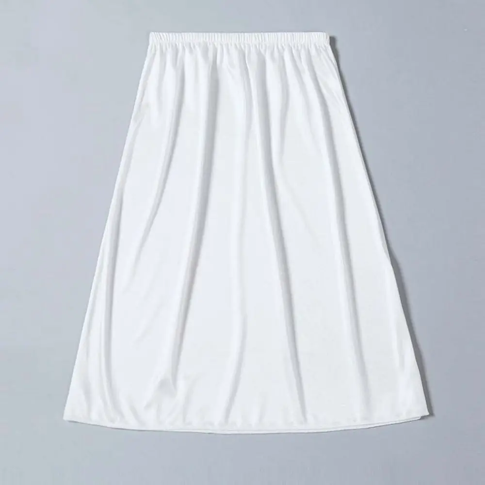 Mode Satin Seide Kleid Unterrock Slips Dünne Hohe Taille Sicherheit Rock Petticoat Lose A-line Halb Slips Kleid Weibliche