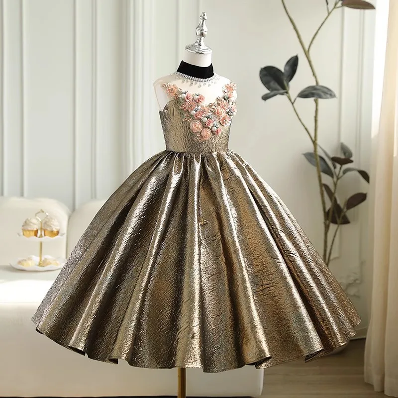 

Children's Formal Dress Wedding Flower Girl Little Girl Birthday Stylish Princess Dress Catwalk Host Piano Performance Costume