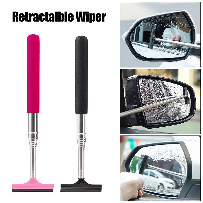 

1PC Portable Retractable Rear-View Mirror Wiper Car Quickly Wipe Water Water Mist And Dirt Auto Mirror Glass Wiper Cleaning Tool