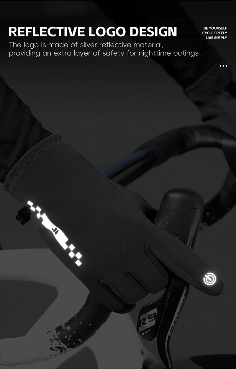 WEST BIKING Winter-Fahrradhandschuhe, Fleece-gefüttert, Touchscreen-fähig, rutschfest, winddicht, für Straßen- und Mountainbikes, für Männer und Frauen, warme Griffhandschuhe – Detail 11