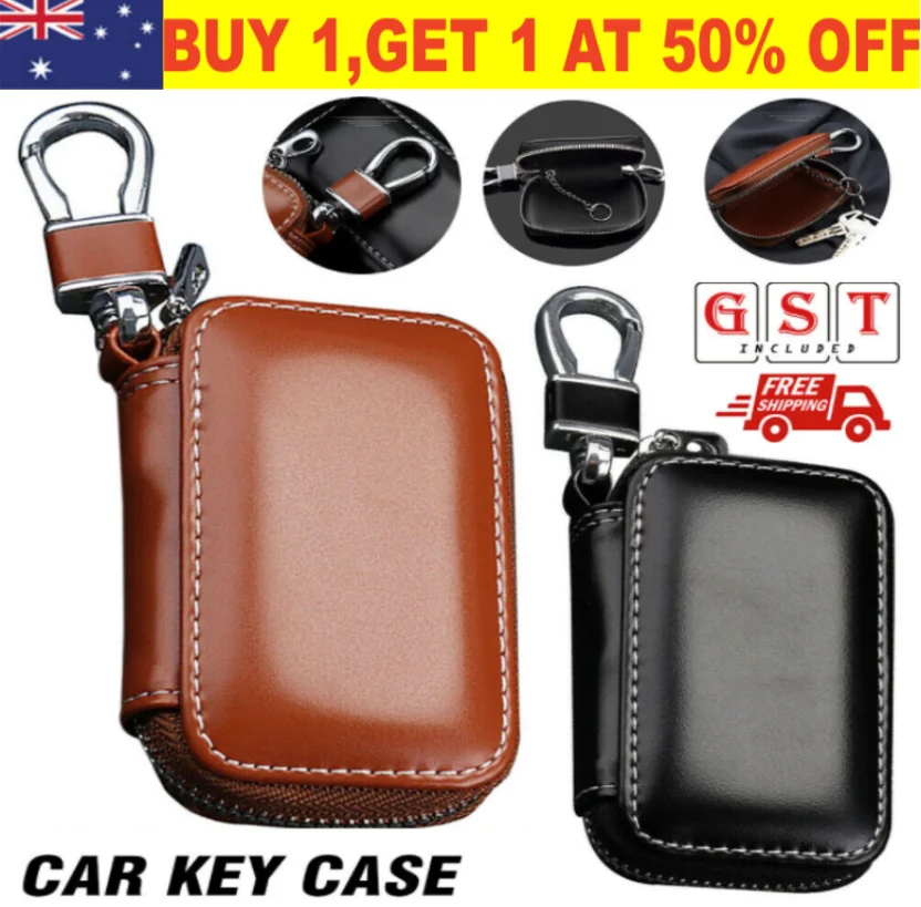 Men Multi-functional Leather Car Key Wallets Zipper Keys Organizer Keychain Case for Accessories Square Home Car Keys' Bag