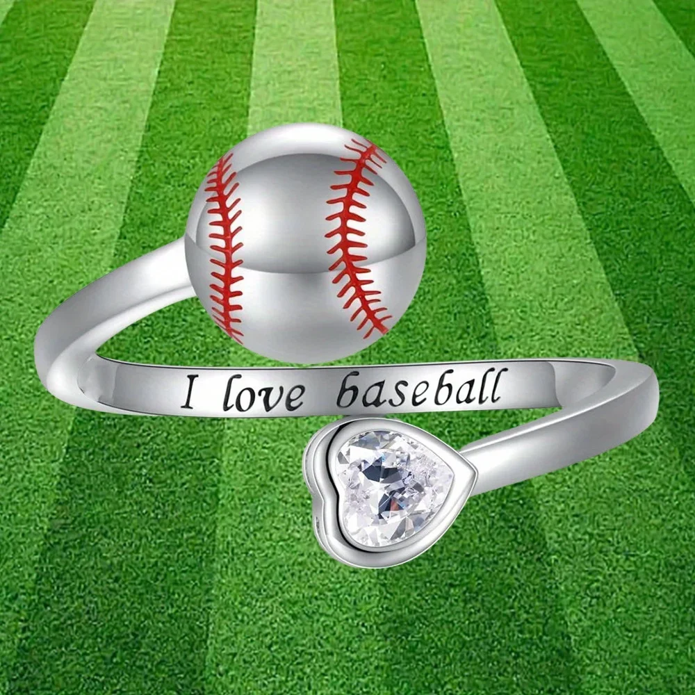 1pc Baseball Ring, Adjustable Ring, Sports Jewelry Gifts For Player Anniversary party gifts,  niche styles, American hot list, L