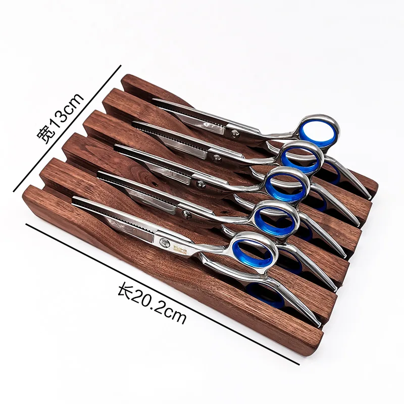 Wooden Scissors Display Rack Hairdressing Scissors Storage Tray Barbershop Desktop Combs Organizer Salon Supplies