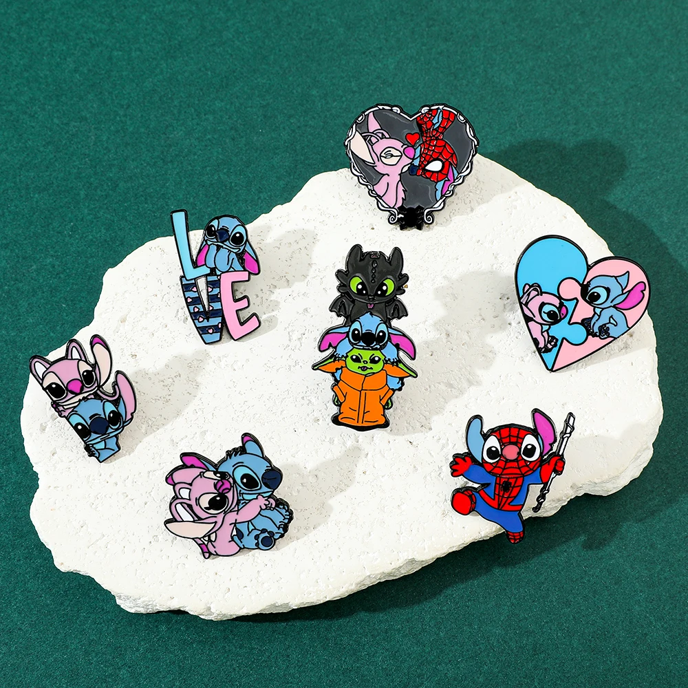 Cute Anime Stitch Enamel Pin - Kawaii Cartoon Brooch Badge for Backpacks, Jackets, Hats - Ideal Gift for Anime Lovers, Girls