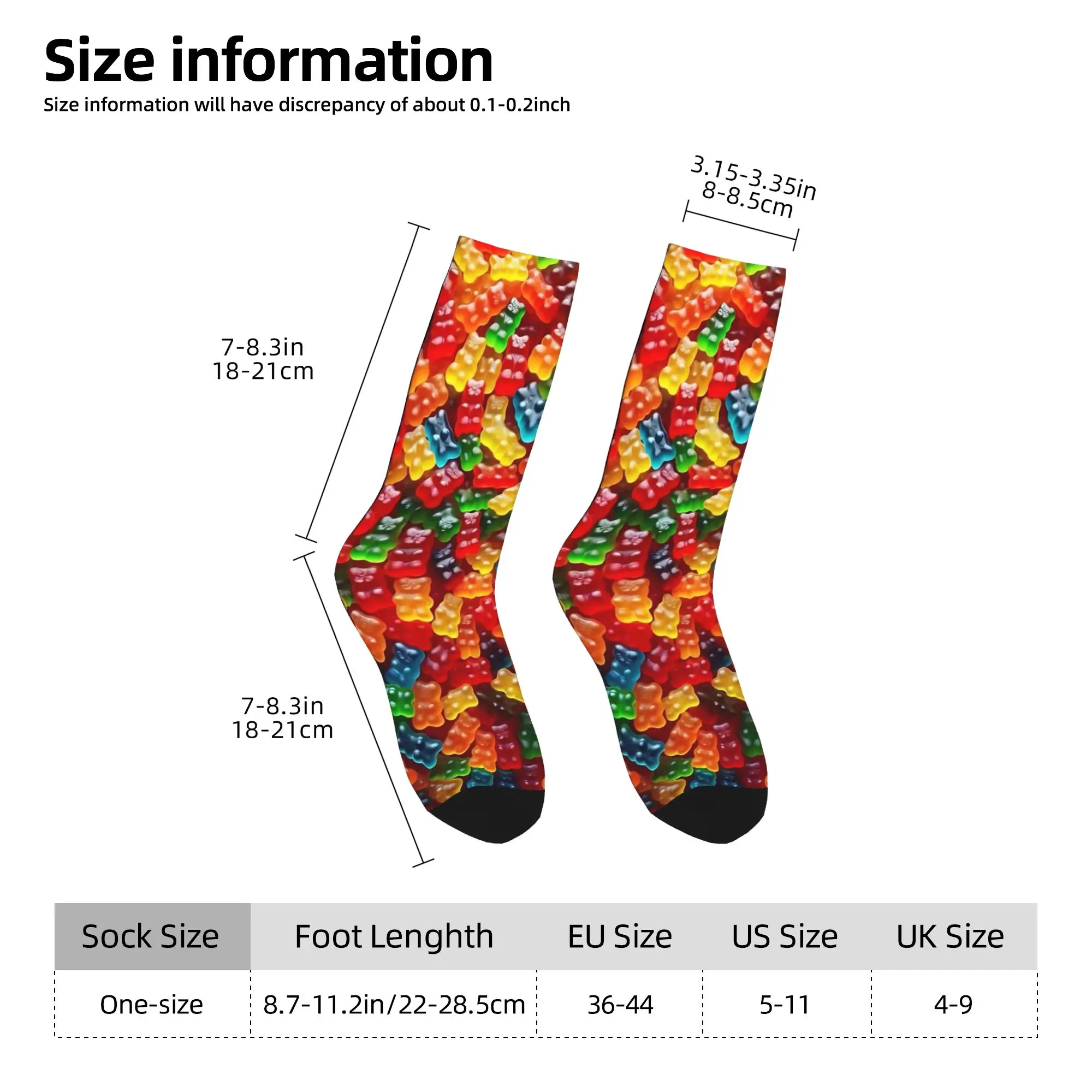 

Unisex Men Socks Sweet Gummy Bear Pattern Colorful Candy Stockings Autumn High Quality Socks Cycling Anti Bacterial Socks
