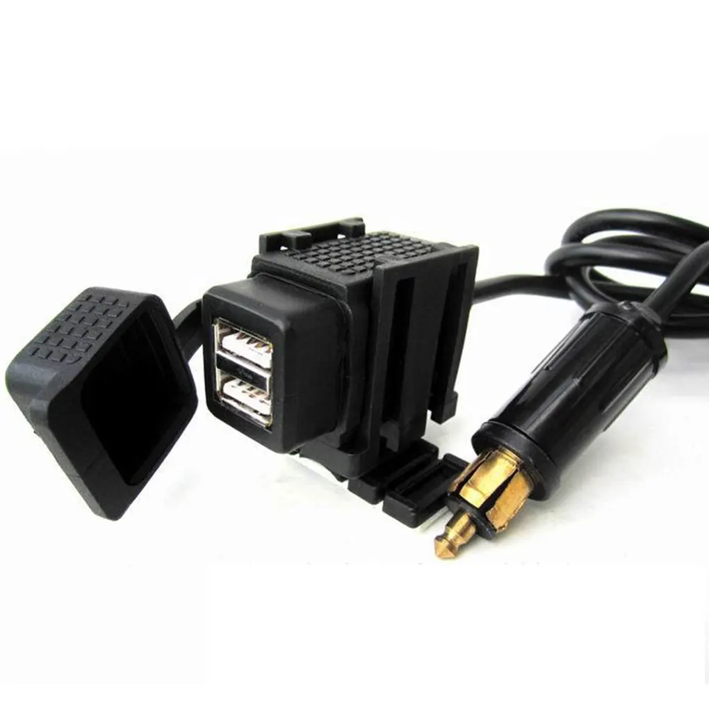 Black Dual USB Chargers For Motorcycles Suitable For European Motorcycles Allowing For Free