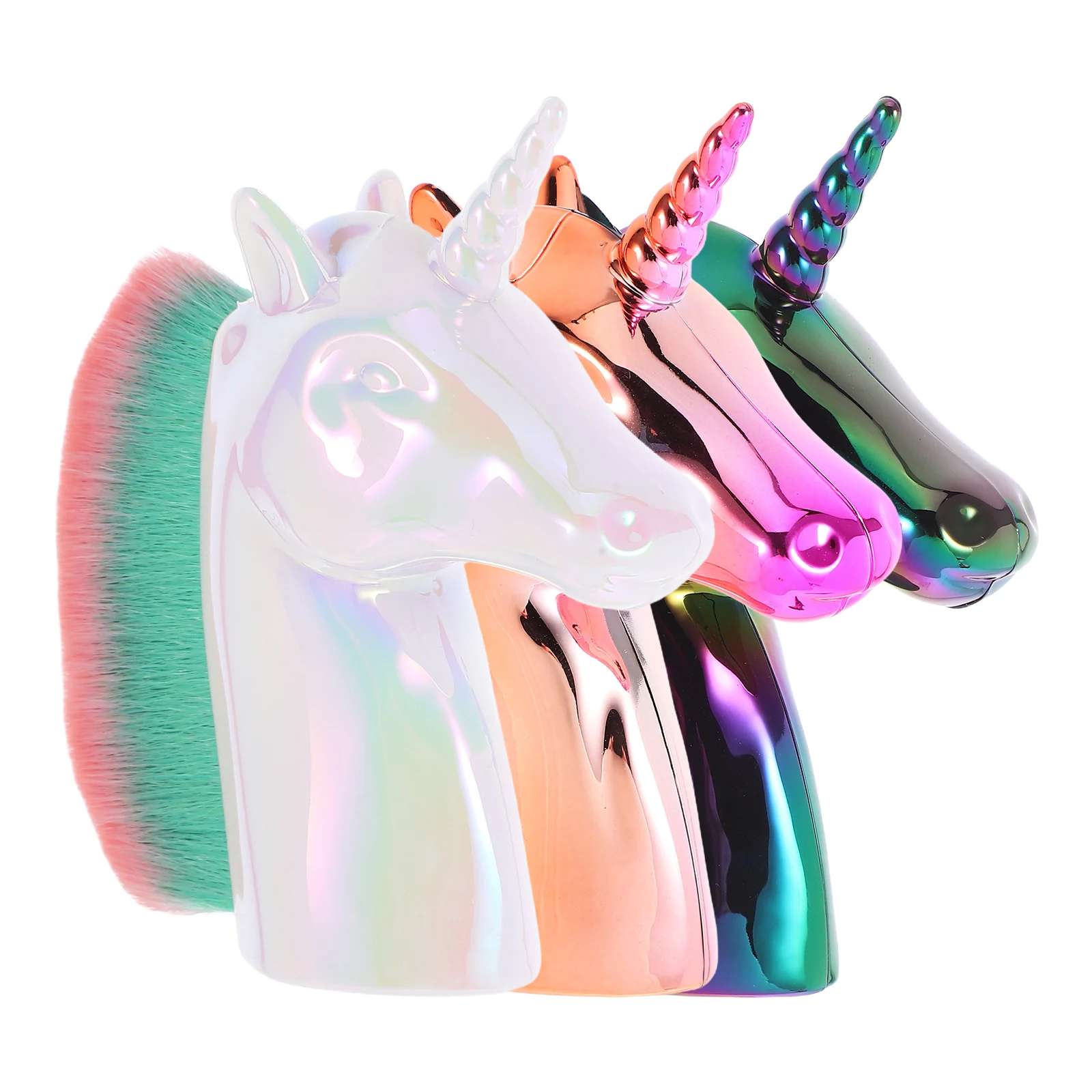 Brosse ergonomique anti-poussière pour ongles, 3 pièces, moulage licorne pour le traitement de manucure artistique, blanc, noir, multicolore
