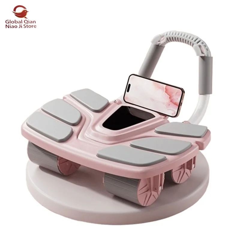 Four-Wheel Abdominal Roller, Elbow Support Automatic Rebound Abdominal Crunch Wheel, Fitness Equipment for Home Workouts