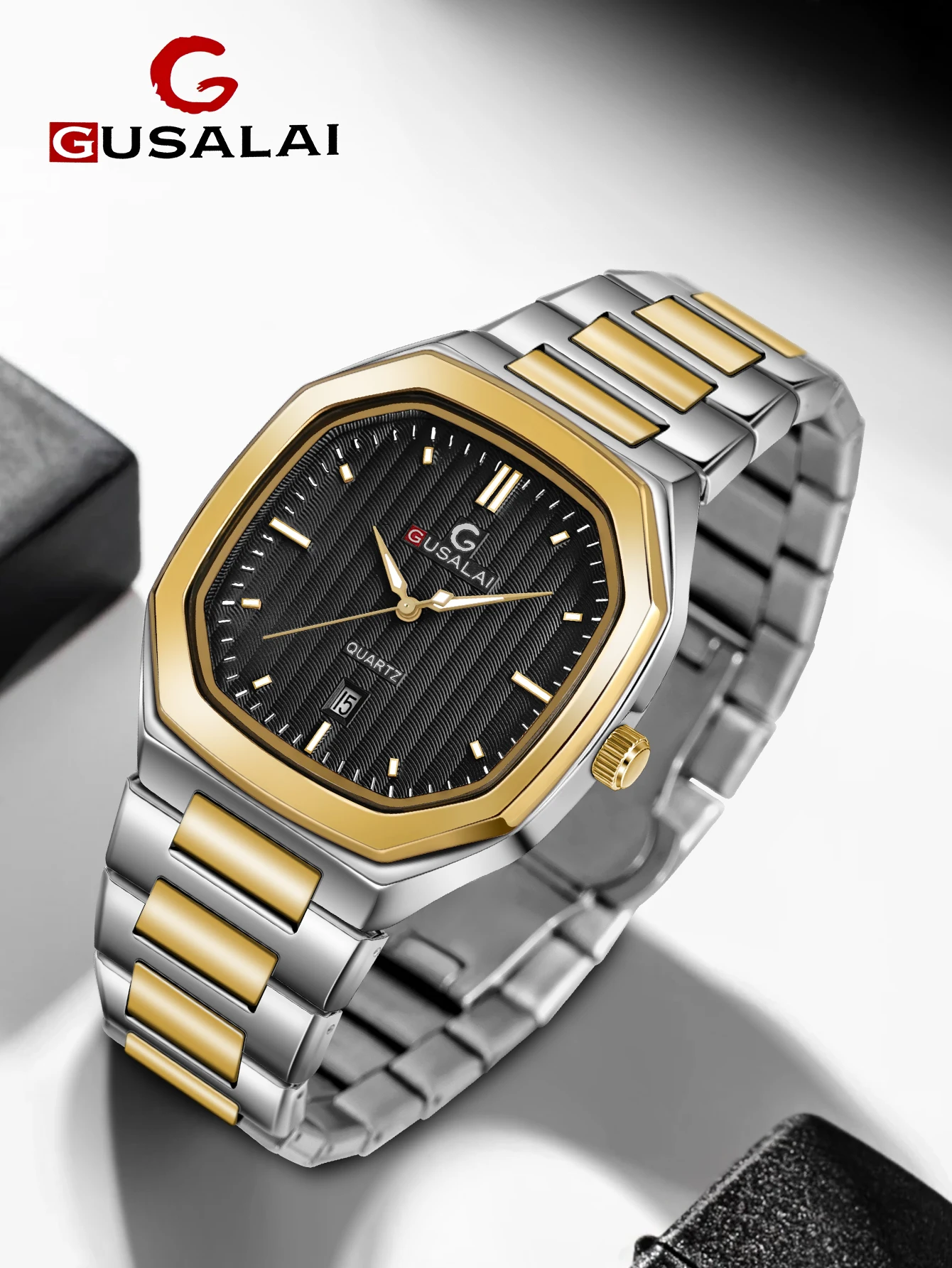 

Мужские стальные кварцевые часы GUSALAI — элегантные и универсальные для деловой и повседневной носки