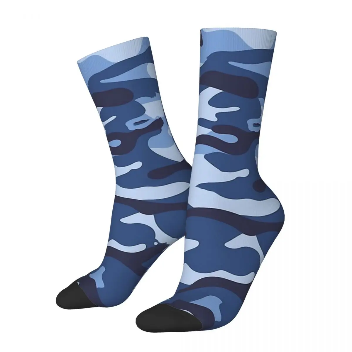 Blue Camo Photo Print Camouflage Unisex Winter Socks Running Happy Socks Street Style Crazy Sock