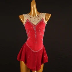 Figure Skating Dress red Women girl Ice Skating Dress Gymnastics Costume custom crystal rhinestone B254