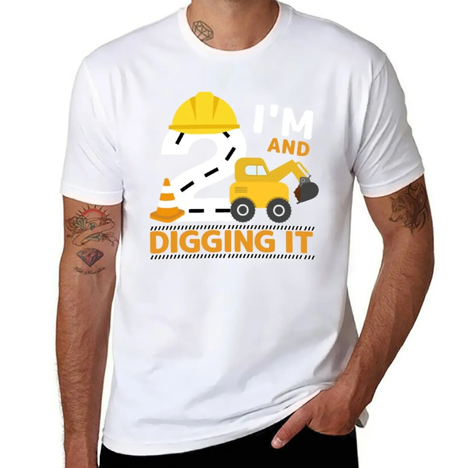 

Construction Theme Kids Party - I'm 2 and Digging It - 2 Years Old 2nd Birthday Gift - Excavator T-Shirt