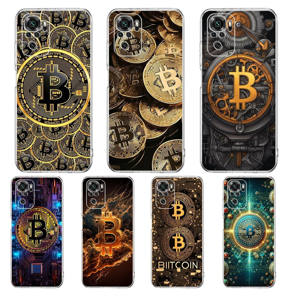 Transparent Phone Case for Redmi 13C 12C 10C Note 13 12 11 11T K40 Gaming Plus Pro 4G 5G Soft TPU Cover Shell Bitcoin Capas Bags