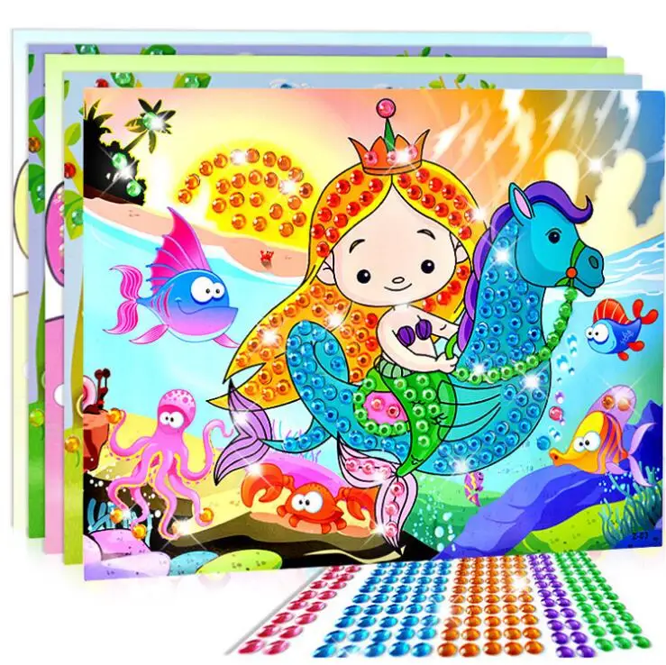 3-20pcs/Lot DIY Diamond Stickers Handmade Crystal Paste Painting Mosaic Puzzle Toys Random Color Kids Stickers Gift For Children