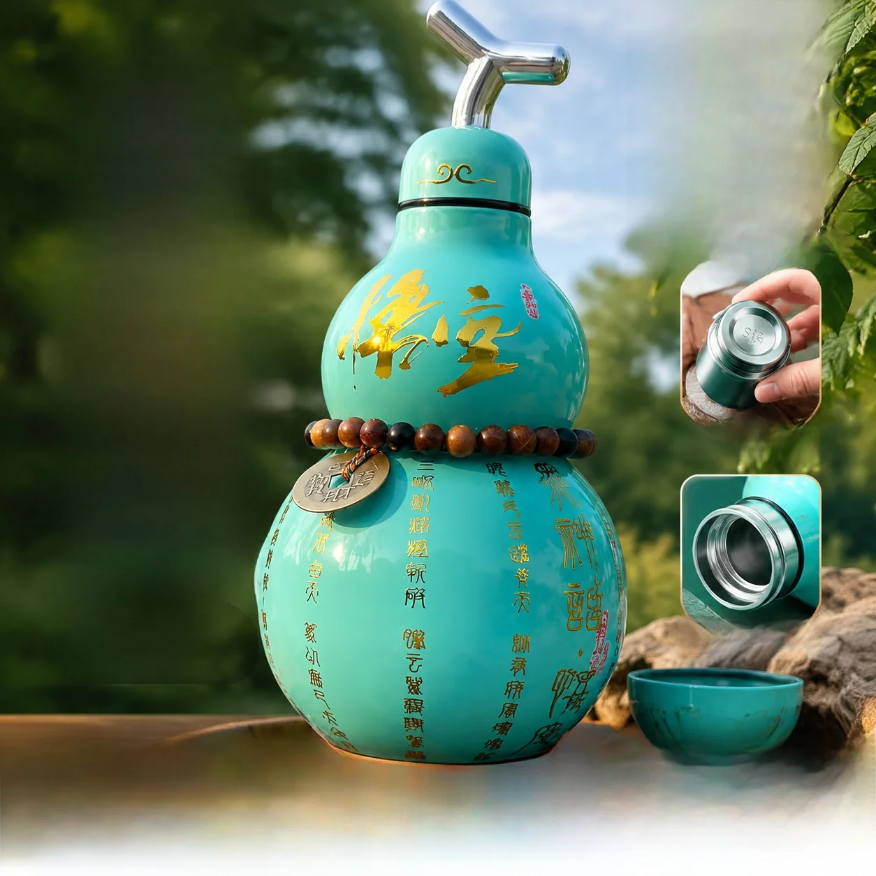 blue-chinese-trendy-gourd-shaped-316-stainless-steel-insulated-water-bottle-student-gift-leakproof-plastic-lid-water-cup