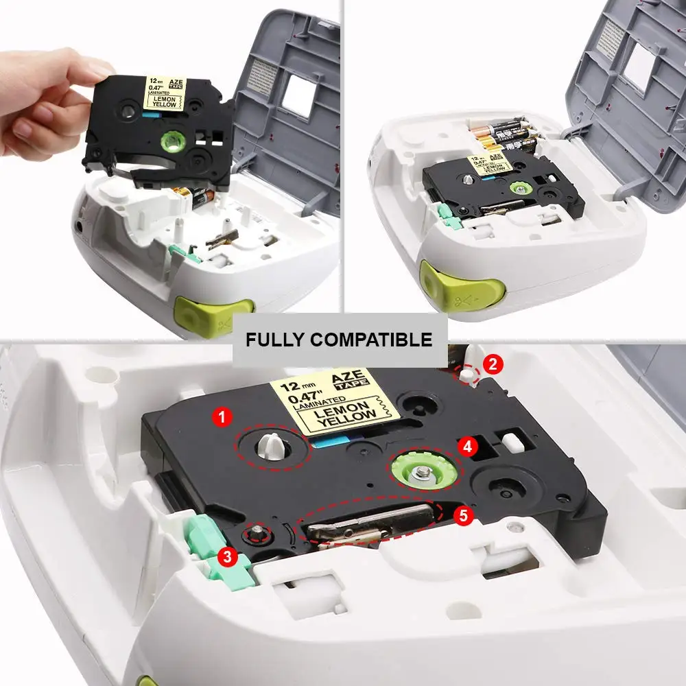 6Pk Compatible For Laminated Label Tape 12mm for TZe-231 MQP35 MQF31 MQ531 MQE31 MQY31 P-Touch PT-H110 PT-D210 Label Maker