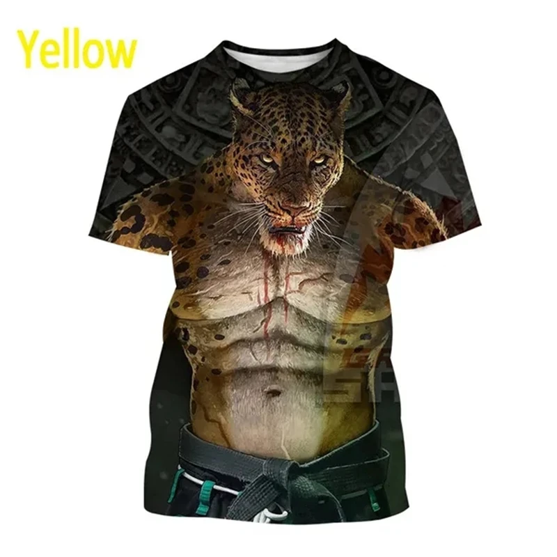 New BJJ Animal T Shirt Men\'s Jiu-Jitsu Lovers Cool Fashion Short-sleeved T Shirt Harajuku Style Streetwear Top 3D Print T-shirt