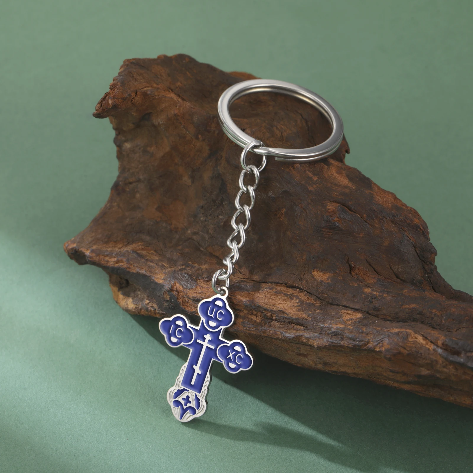 COOLTIME Edelstahl-Kreuz-Anhänger-Schlüsselanhänger, östliche orthodoxe Inschriften, Amulett-Schlüsselanhänger, christlicher Gebetsschmuck – Detail 17