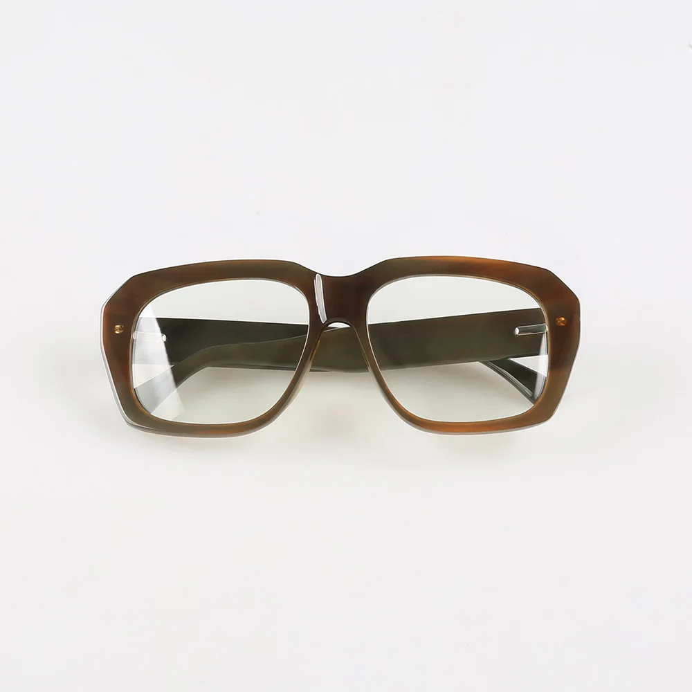 

Man Glasses Frames Unique Vintage Oversize Retro Square Handmade Brown Horn Prescription Eyeglass Frames Optical Lenses Eyewear